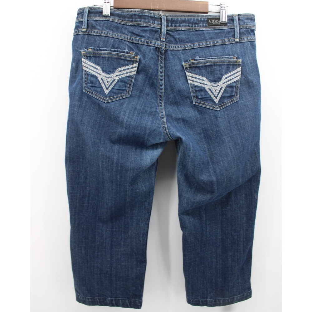 Vigoss Capri Womens 13 Blue‎ Jeans Embroider Mid Rise 21in inseam